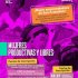 Afiche en tonos fucsia que invita a mujeres emprendedoras de San Cristóbal a inscribirse en “Mujeres Productivas y Libres” del 23 al 27 de febrero.